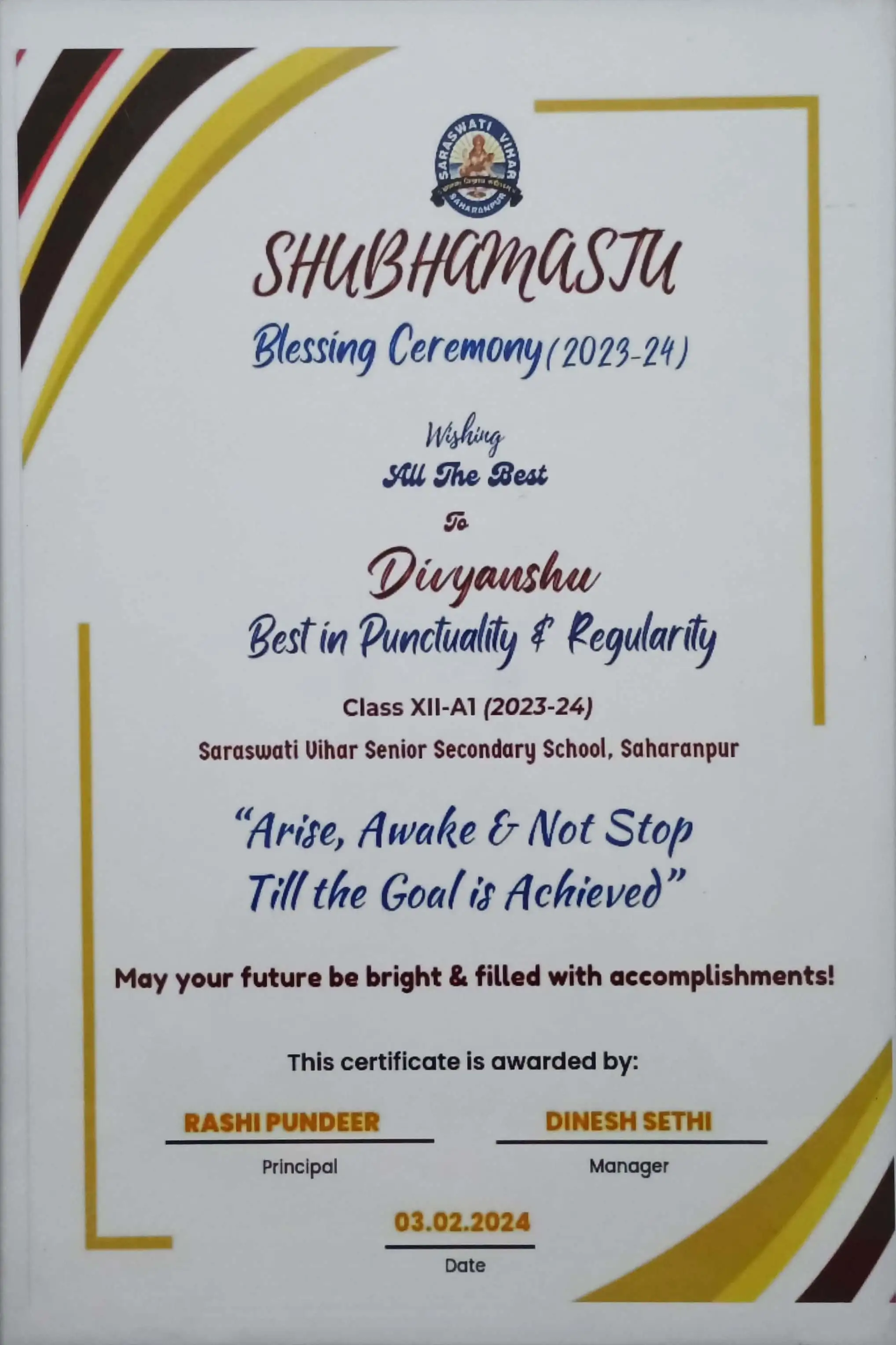 Puctuality and Regularity Award
